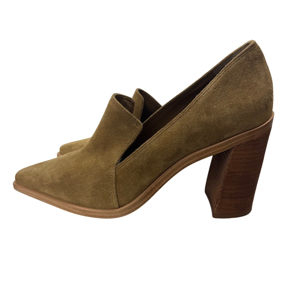 Vince Camuto Preppy Wevenly Tan Suede Leather Pointed Toe Block Heels 8M
